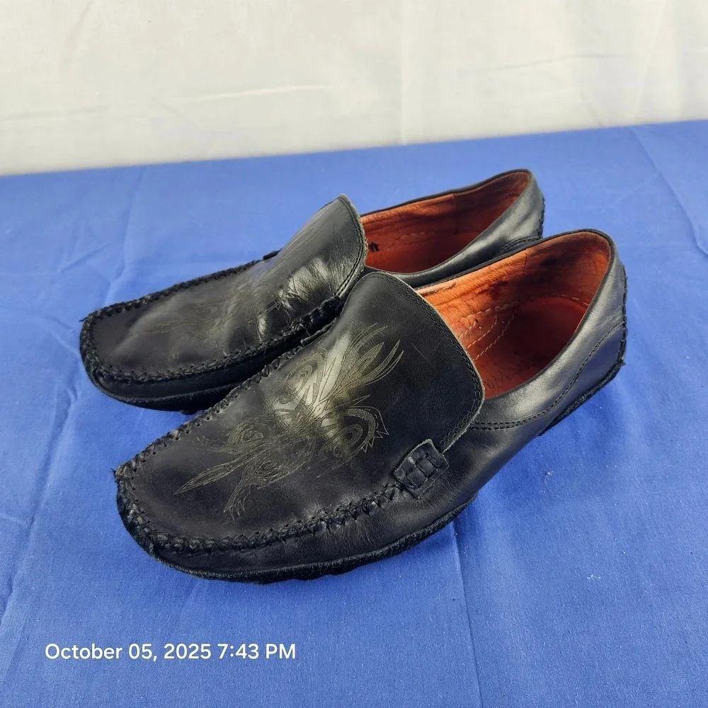 Robert Wayne Rays Men's Slip On Shoes Black Square Toe Sz‎ 8
